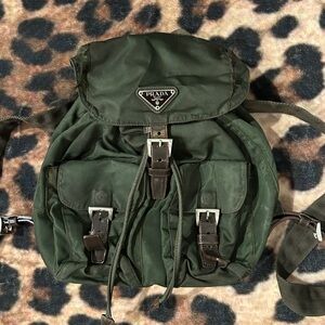 Prada Olive Green Nylon Tessuto Backpack